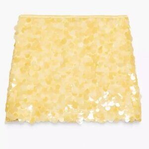 NWT Zara Sequin Mini Skirt Yellow (M)